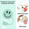 Whaline 6Pcs Smile Face Straw Covers Pink Green Silicone Reble Round Straw Topper Gradient Color Double Sided Pattern Straws Tips Covers 10mm 0.4