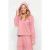 Rosafarbenes Wellsoft-Sweatshirt-Hose-Strickpyjama-Set mit Kapuze und Ohren, Thmaw24pt00030