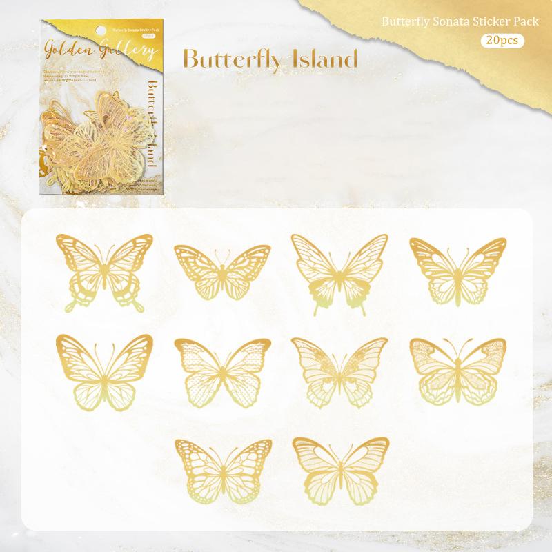 20Pcs 3D Retro Butterfly Transparent Black Stickers Holographic Laser Decals for Home Room Birthday Party Decor DIY Supplies