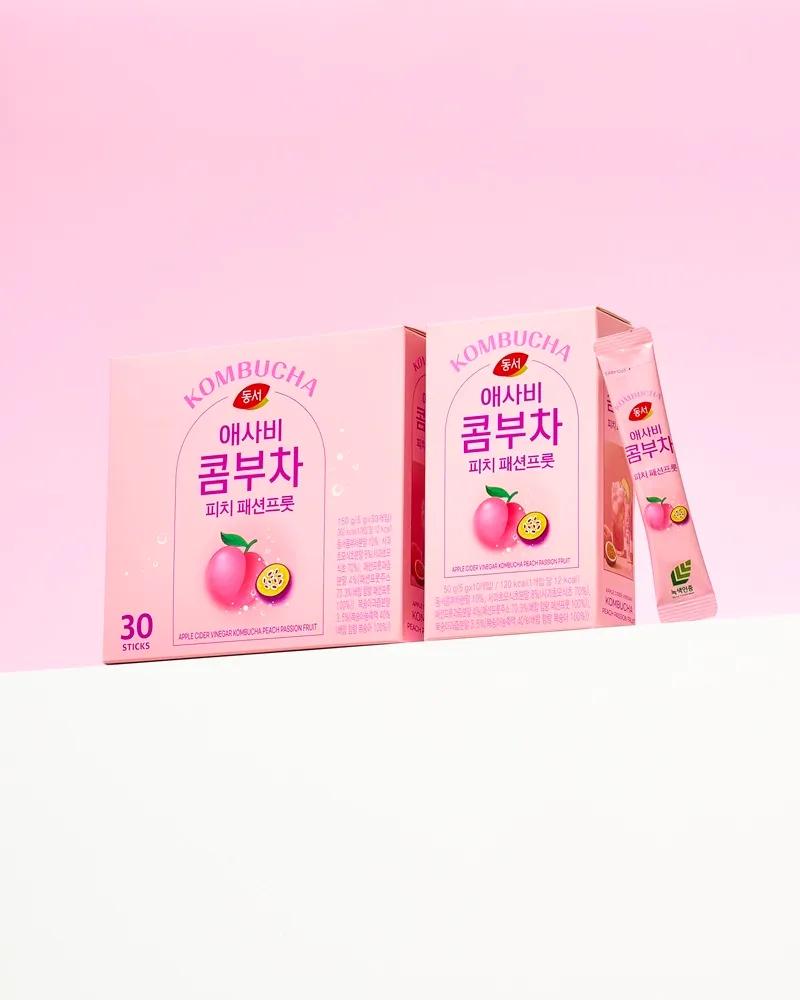 Dongsuh Apple Cider Vinegar Kombucha Peach Passion Fruit 150g (30 Sticks)