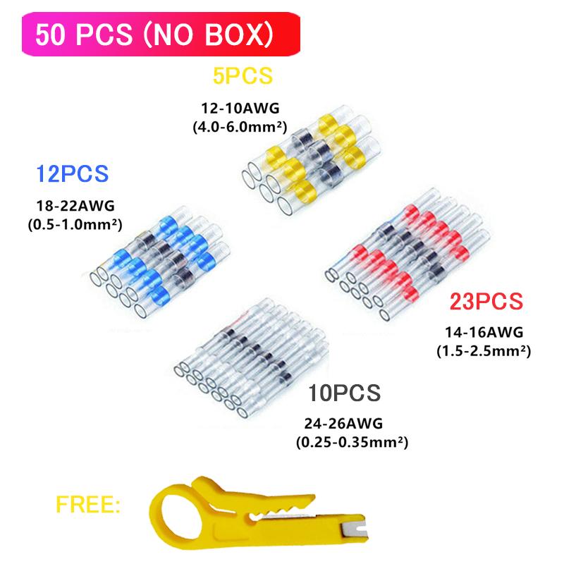 50/100/300/800pcs Practical Electrical Waterproof Seal Heat Shrink Butt Terminals Solder Sleeve Wire Connectors