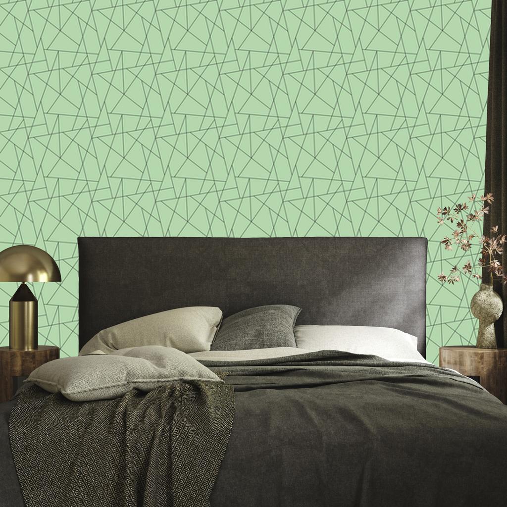 Wallpaper Geometric Pattern Green and Mint, Green Background 50x1000