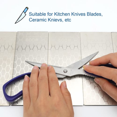 5 Diamond Sharpening Stones, Knife Sharpening Stones with Extra Fine/Coarse Plates and Non-Slip Base, 400/600/800/1000/1200 Grit