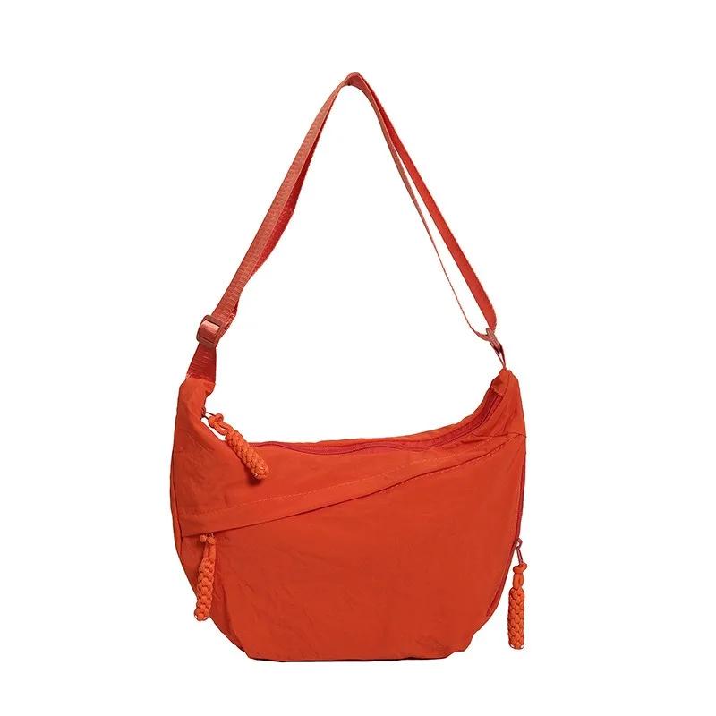 

Solid color trendy shoulder bag, persalized multifunctial canvas bag, daily minimalist dumpling bag оранжевый