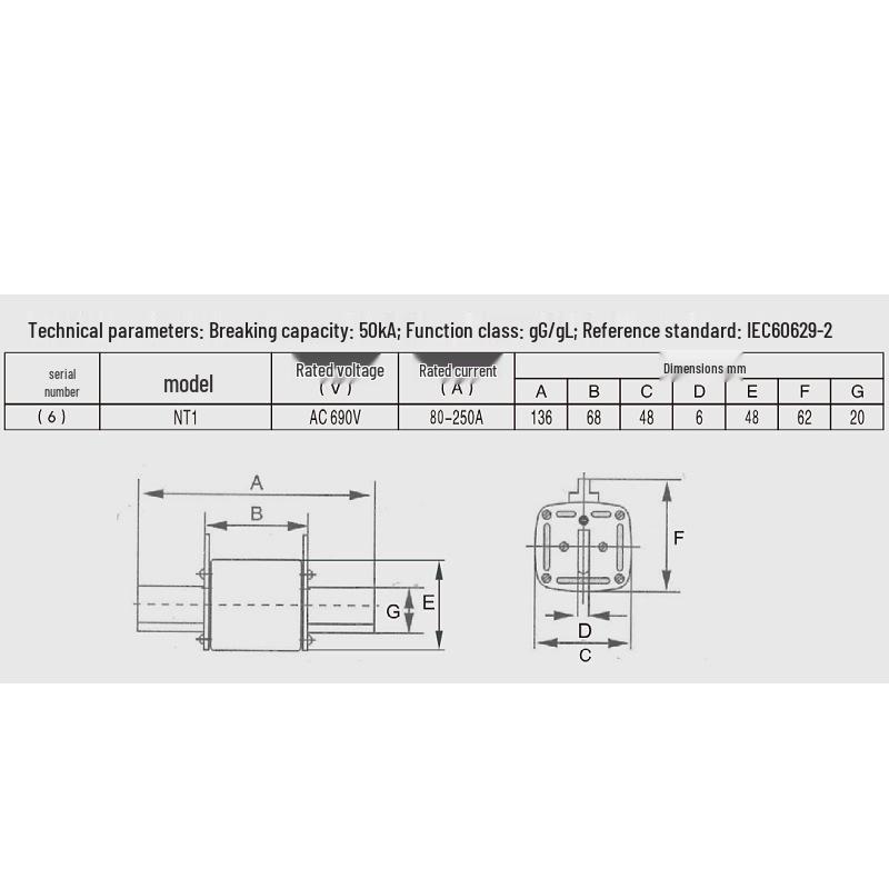 NT1 Fuse 80A-250A 690V