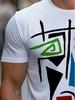 Fashion Men'S Restaurant T-Shirt, Comfortable Fabric, White Abstract Design, Lightweight And Durable, Perfect Match for Casual Outfits, Enhancing Your