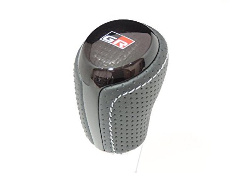 Genuine Toyota Aqua GR Sport Package Shift Knob with GR Black Perforated Leather with Silver Black Genuine Plated Gear Transmission 17-inch Logo,