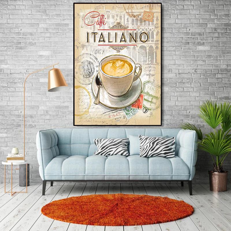 Pittura Stampa Immagine di arte della parete per soggiorno Caffè Poster Coffee Shop Cucina Decorazione Home Restaurant Bar Tela da parete