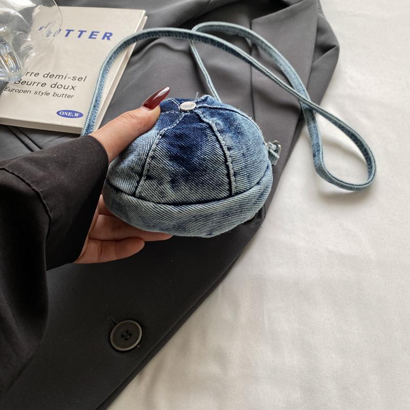 Small Mobile Phone Bag Hat Pattern Women's Shoulder Bag Mini Denim Crossbody Bag Coin Purse