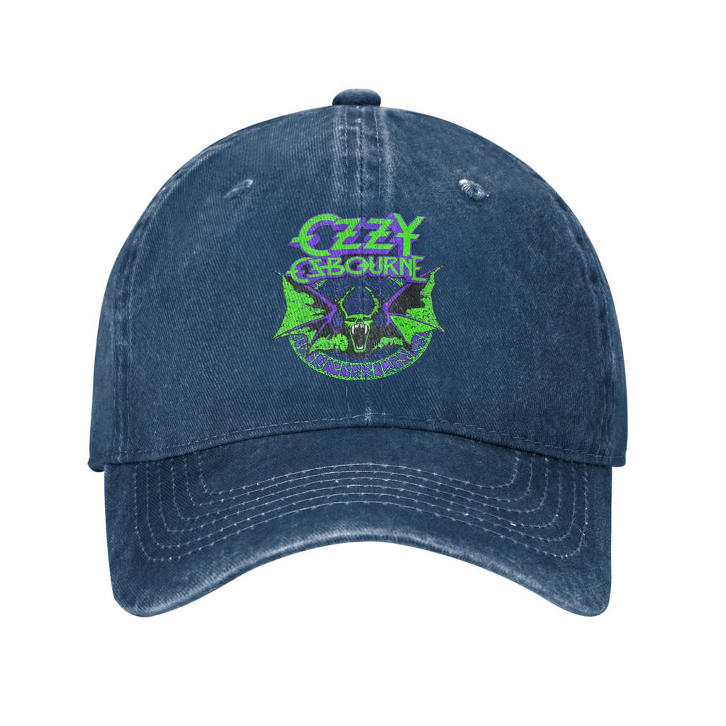 Czapka z daszkiem Ozzy Osbourne Bat Circle Neon V2 Zniszczony Denim Piosenkarz Muzyczny Snapback Mężczyźni Kobiety Outdoor Bez Struktury Miękka Czapka