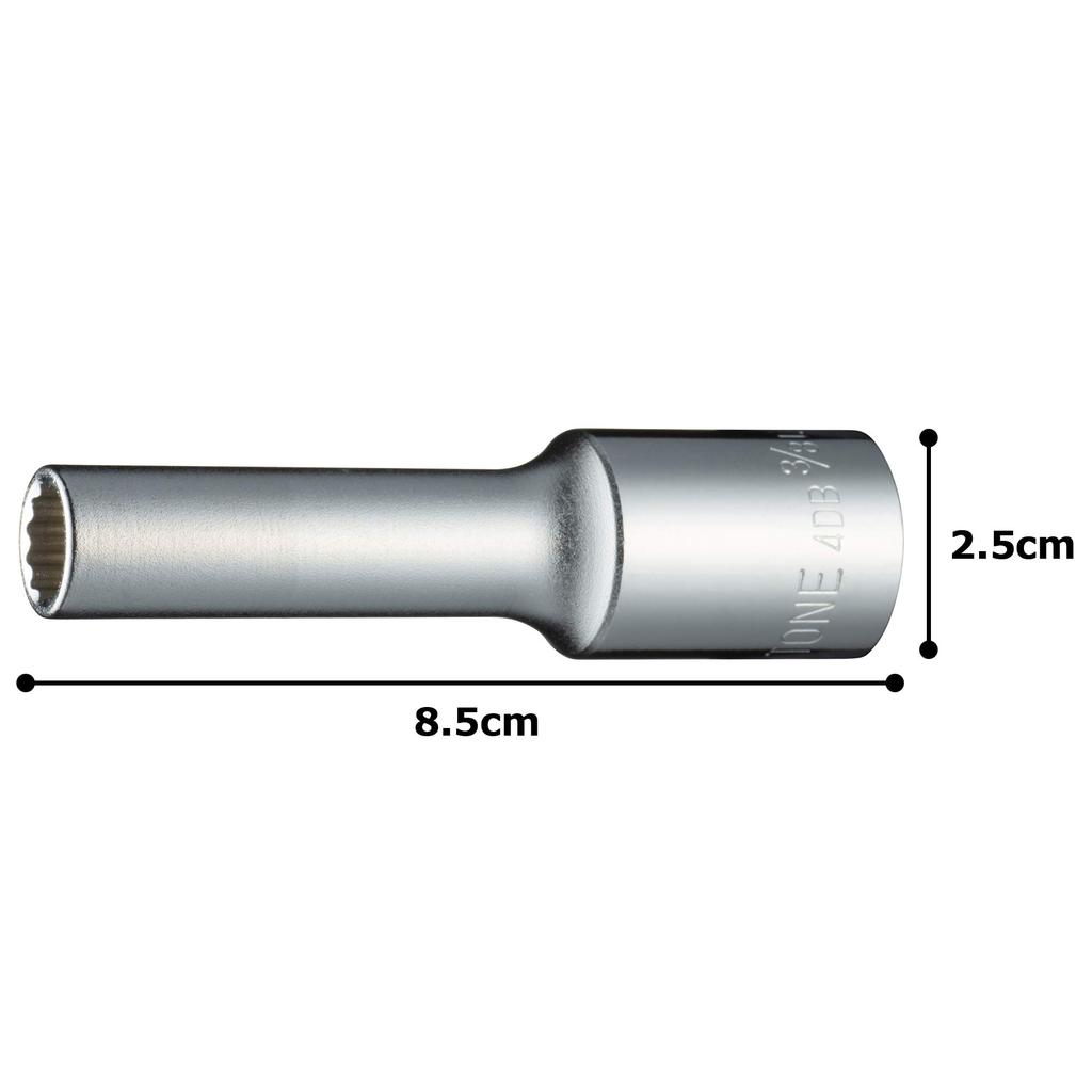 TONE Hloubka nástrčné hlavice (12bodový), 4DB-12L, 12,7 mm (1/2") Hnací, 3/8"