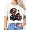 Print with Heart Details Stretch Round Neck Casual & Festive Wear Women's Black Motorcycle Graphic T-Shirt