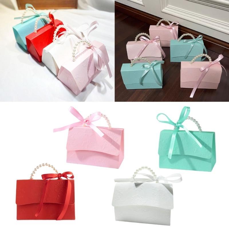  Wedding Favor Boxes,Paper Gift Boxes Pearls Handbag Chocolate Treat Gift Boxes