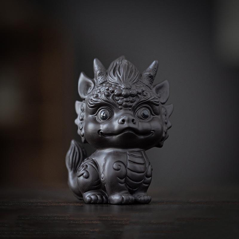 Ceramic Zodiac Dragon Mascot Decorative Figurines Chinese Mysterious Animals Cute Home Room Office Tea Table Decorative Statue