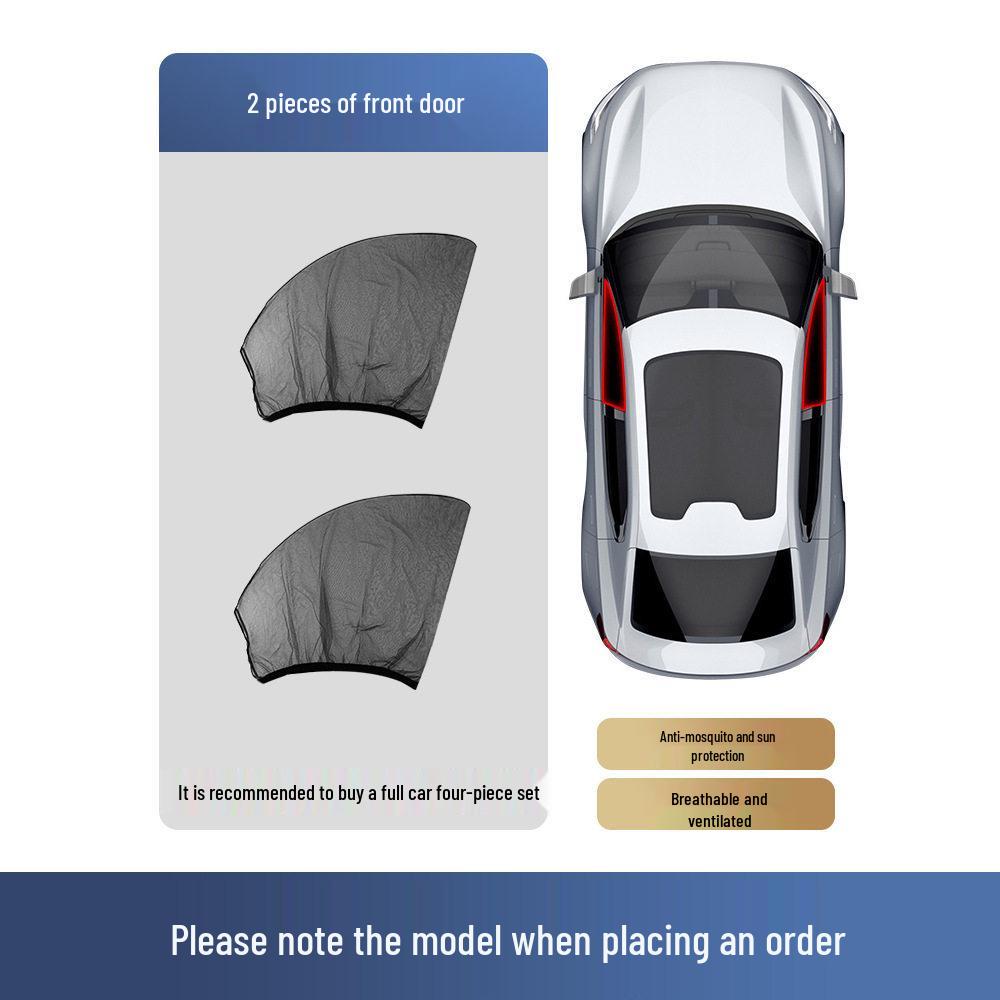 Universal Car Window Mosquito Net Sunshade: Breathable, Heat-Insulating, Blackout Mesh Curtain for Privacy and Cooling