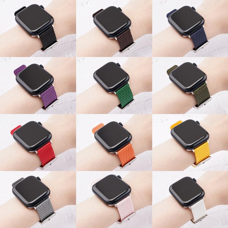 Watch Band For Apple Watch Series 10 42mm/9 8 7 41mm/6 5 4 SE (2023) SE (2022) SE 40mm/3 2 1 38mm Grids Texture Nylon Strap
