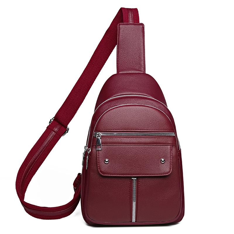 

Женская нагрудная сумка из мягкой кожи, сумка через плечо, сумка через плечо, большая вместимость, сумка для мобильного телефона красный