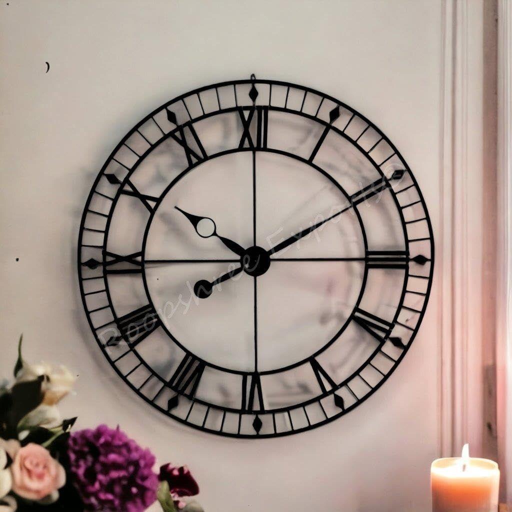 Clock Iron Hand-Crafted Black Extra Large Wall Clock/One Year Warranty / 9053-42, Analog, 42 Inch