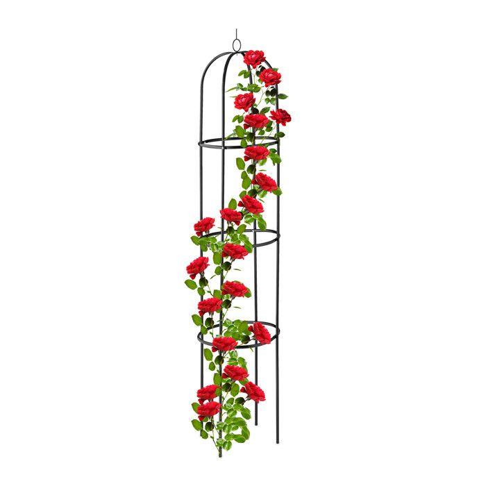 Relaxdays Trellis Obélisque, 190 M De Hauteur, Support Pour Plantes Grimpantes, En Métal, Stable, Tour Pour Rosier, Noir