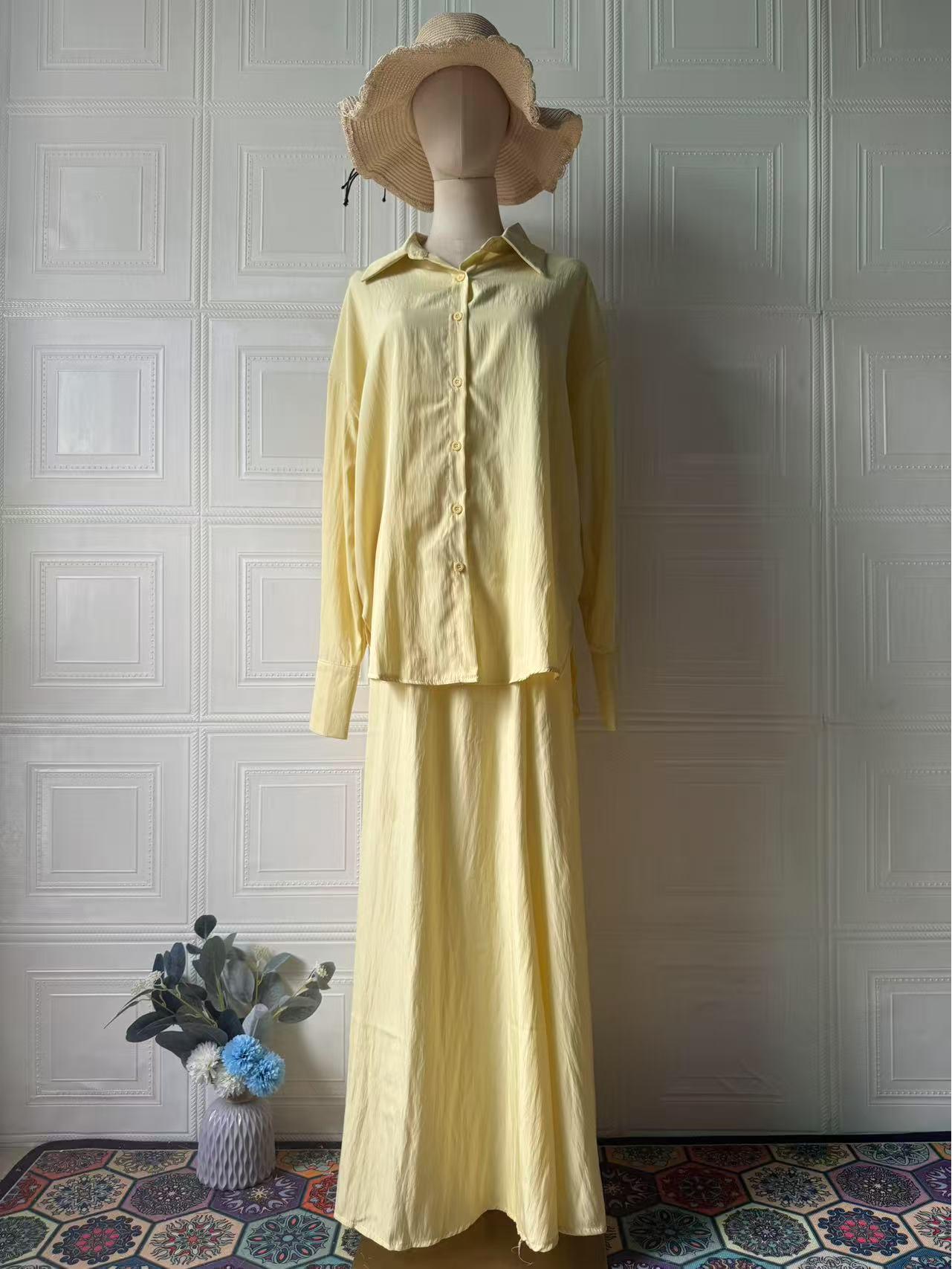 

Comfortable European & American Elegant Long Sleeve Summer Dress 2025 - Women s Loose Fit M світло-жовтого кольору
