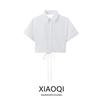 Fashion Style 2024 Summer New Arrival Women's Back with Decoration Design Windbreaker Fabric Short Shirt 3412002