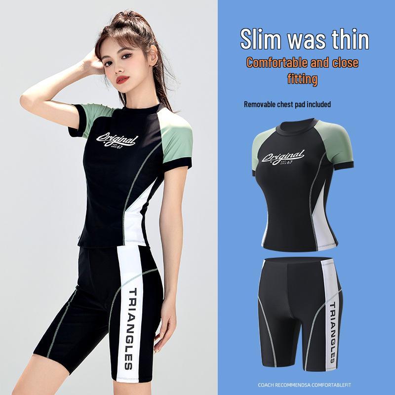 Women's Conservative Two-Piece Boyleg Swimsuit with Tummy Control