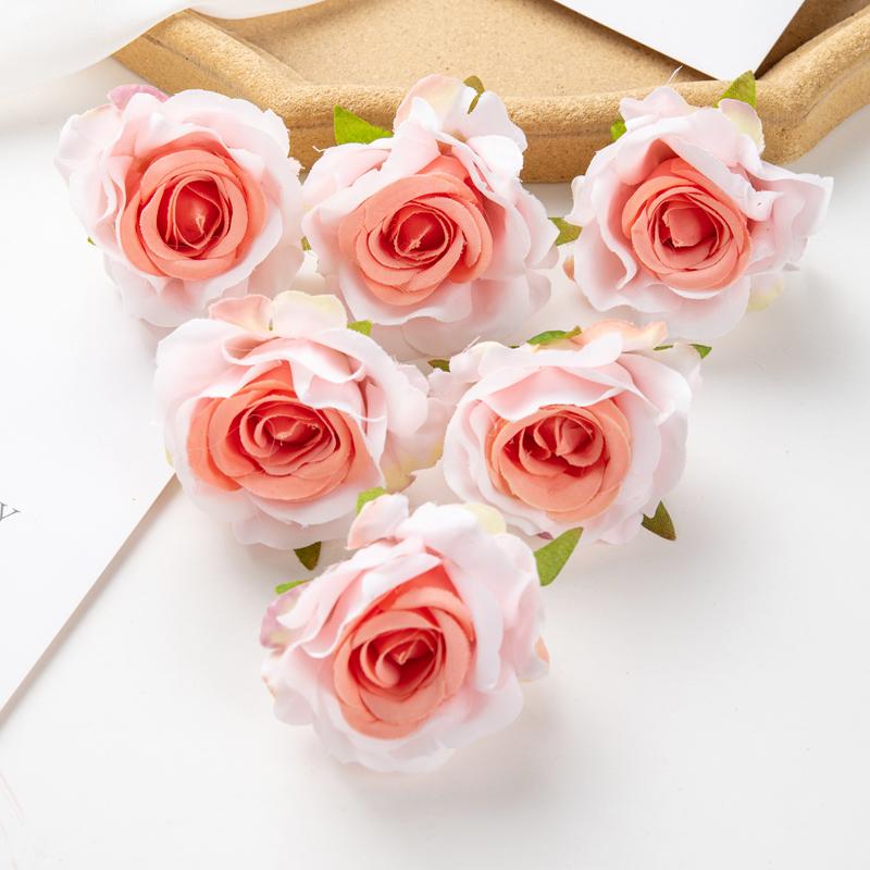 10/50Pcs Silk Roses Scrapbook Wedding Garden Home Party Decor Christmas Wreaths Accessories Candy Box Artificial Flowers Cheap