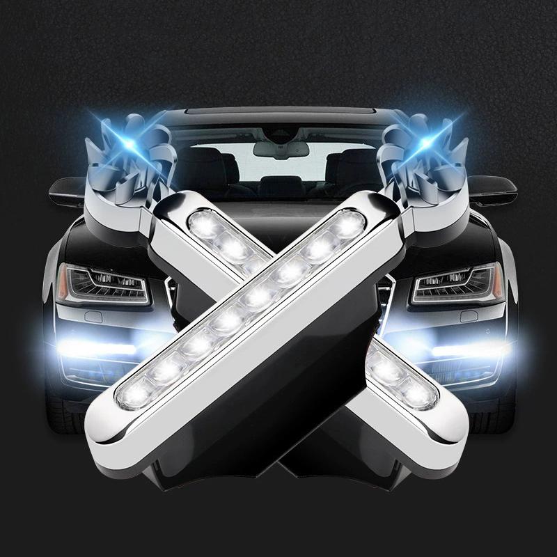 1Pc Car Led Daytime Headlight With Wind Powered Fan Floodlights Auxiliary Lighting Motorcycle Lamp For Modification