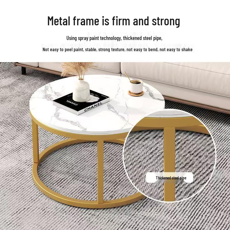 Simple Modern Light Luxury Coffee Table - Small Round Side Table for Living Room or Bedroom