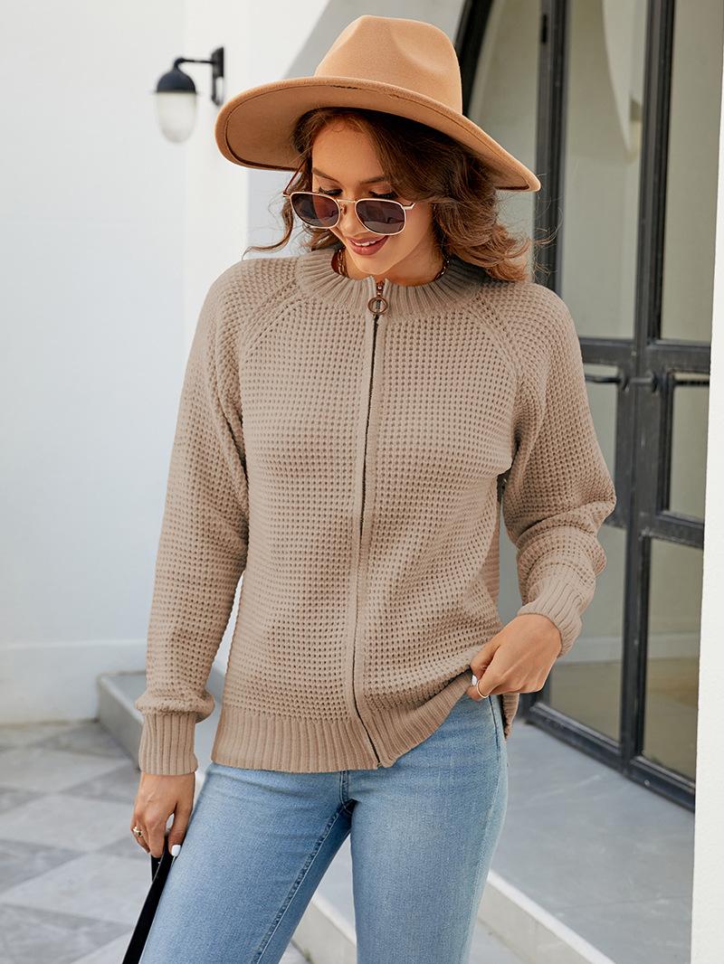 ZIMOXUAN Повседневный свитер с круглым вырезом и молнией — модный вязаный кардиган — фото 11