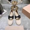 New Square Head Thick Heel Color Matching Bow Mary Jane Shoes Women's Trend Fashion Versatile Temperament Single Shoes