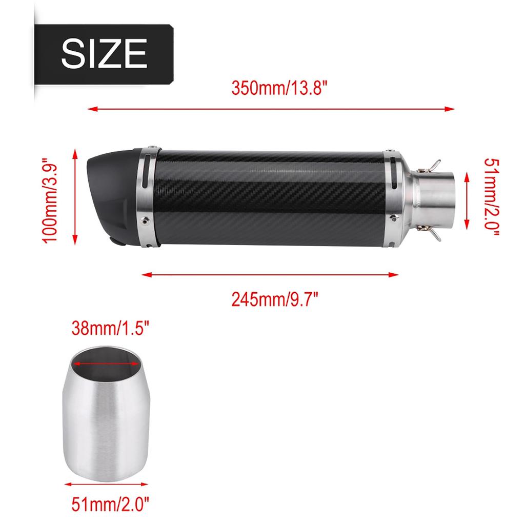 51mm Universal Motorcycle Modified Real Bright Carbon Fiber Exhaust Muffler Pipe with DB Killer