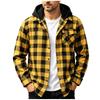 Men's Casual Long Sleeve Plaid Shirt Jacket with Hood and Pockets, Button Down Loose Fit