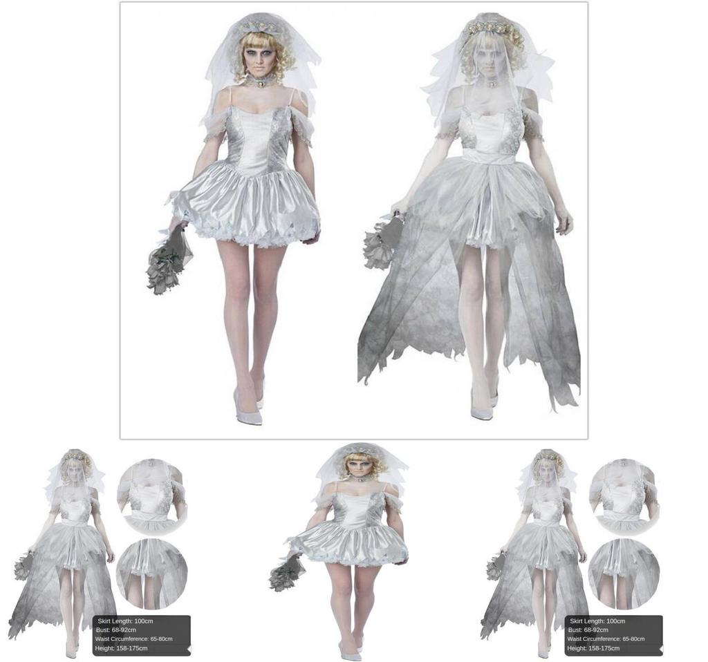 Halloween Ghost Bride Dress Costume For Women Role Play Party Cosplay