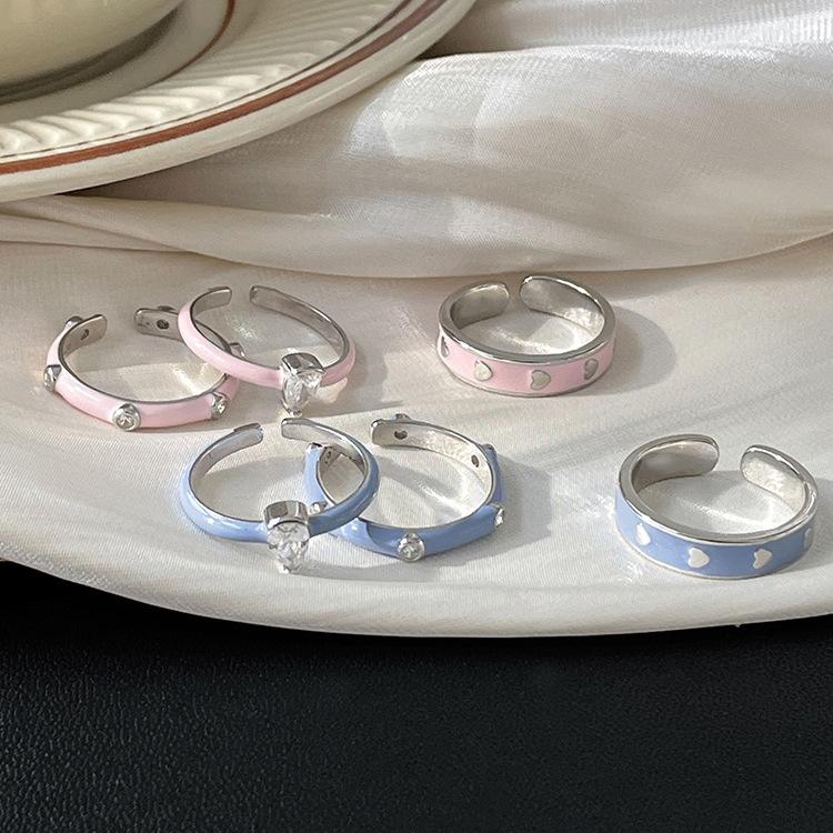 Drip Glaze Combination Stacked Ring Female Niche Design Opening Personality Fashion Retro White Advanced Feeling Index Finger Ring Tide