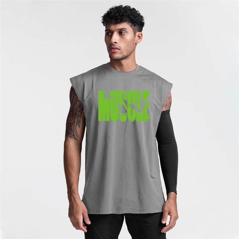 Muscleguys Herren Fitness Ärmelloses T-Shirt Weste Lose Rundhals Lauftraining Bottoming Sweatshirt