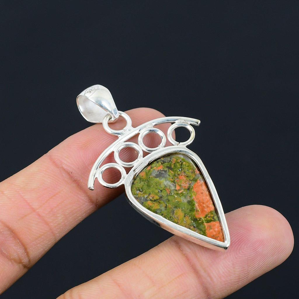 Sisters Day Deal 925 Silver Pear Natural Unakite Anniversary New Pendant Jewelry