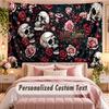 Craniu Gotic (360) Tapiserie de perete tematică personalizată cu text cu nume, Tapiserie suspendată personalizată pentru decorarea dormitorului, sufrageriei