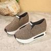 Women's fashion flat bottom inner height increase mesh yarn breathable casual single shoes support platform one piece