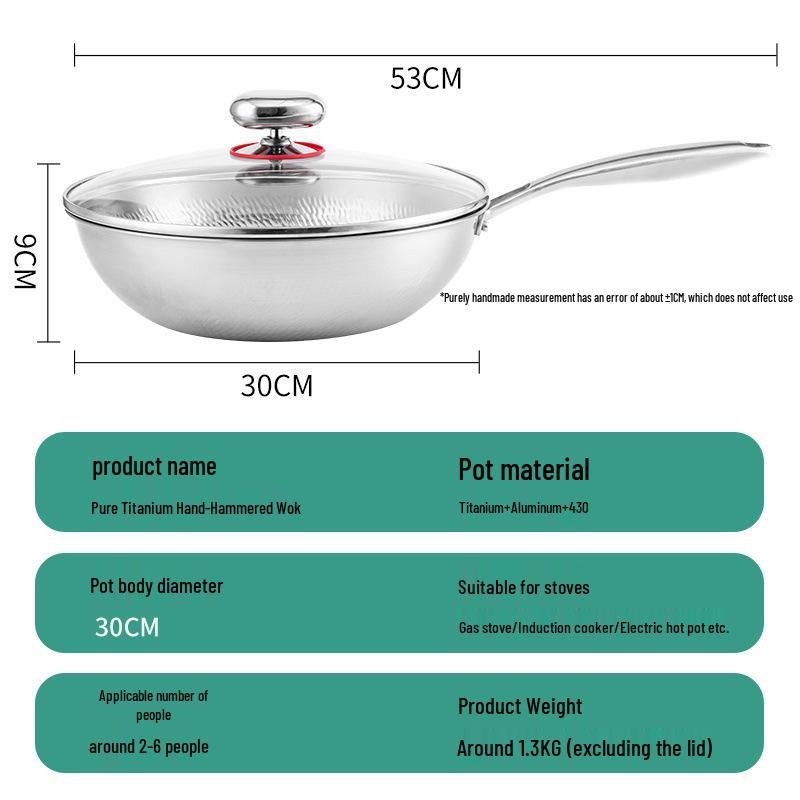 

Универсальный непокрытый японский титановый вок для жарки для индукционных и газовых плит - Антипригарный
