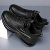 Fashion Black Leather Shoes Man Low Top Casual Shoes for Men Autumn Winter Sneakers Men's Shoe Thick Sole Sneakers Anti-slip Work Shoes