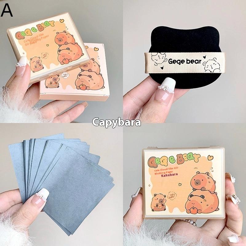 100Sheets Oil Blotting Papers With Case And Makeup Puff Oil Absorbing Sheets Bamboo Charcoal Face Oil Blotting Sheets For Makeup
