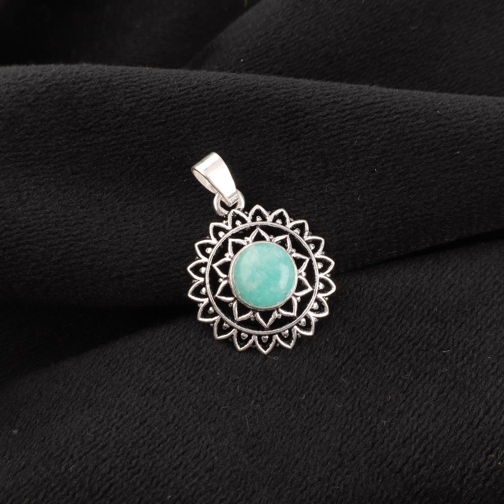 Adorable Amazonite Gemstone Jewelry, 925 Sterling Silver Handmade Balancing Pendant For Grandma Gifts