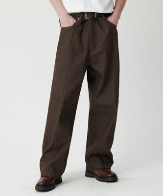 TRILLION Washed Stitch Denim Pants (Brown)