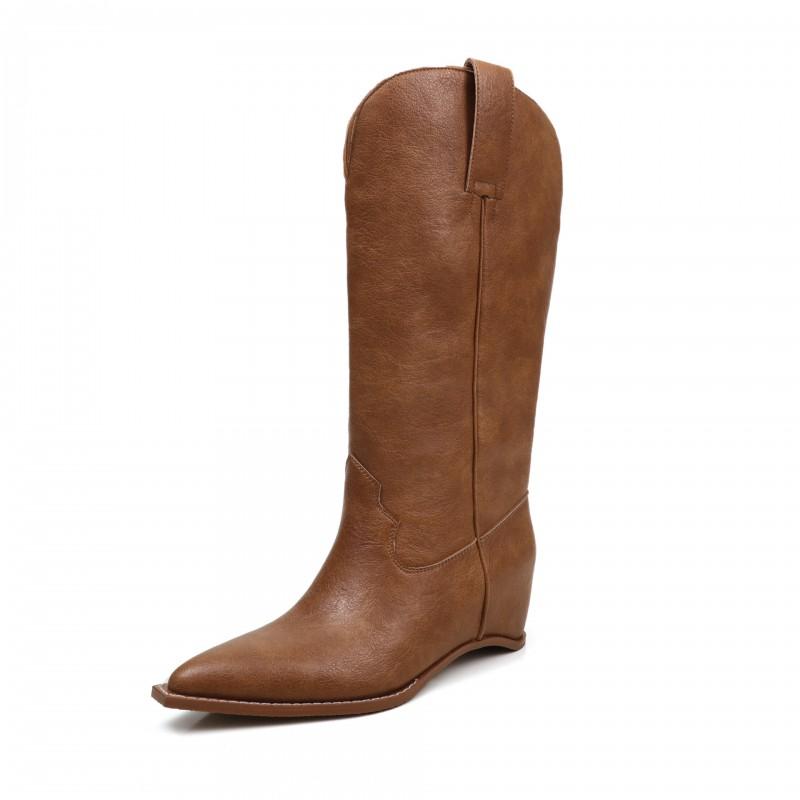 6cm Style Knee High Boots Women Pointed Toe Flat Heel Winter Fall Fashion