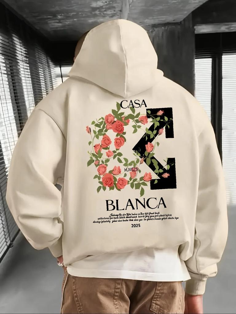 2025 Autumn Men's Casual Hooded Vintage Print Simple and Elegant Hooded Shirt The material is environmentally friendly