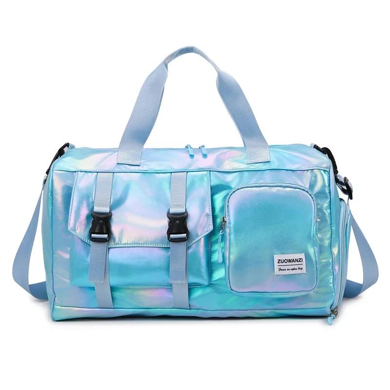 Große faltbare Reisetasche Damen Wasserdichte Gepäck-Organizer-Tasche Trocken-Nass-Trennung Reise Schulter-Tragetasche Handtasche