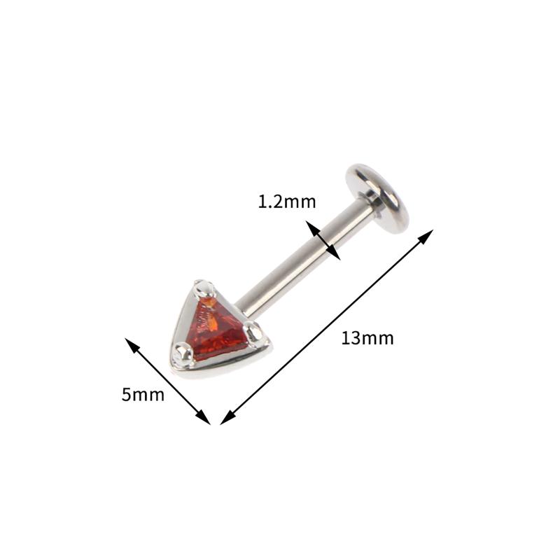 G23 Titanium Inlaid Zircon Cat Ear Shaped Ear Bone Stud Lip Stud Internal Thread Piercing Jewelry