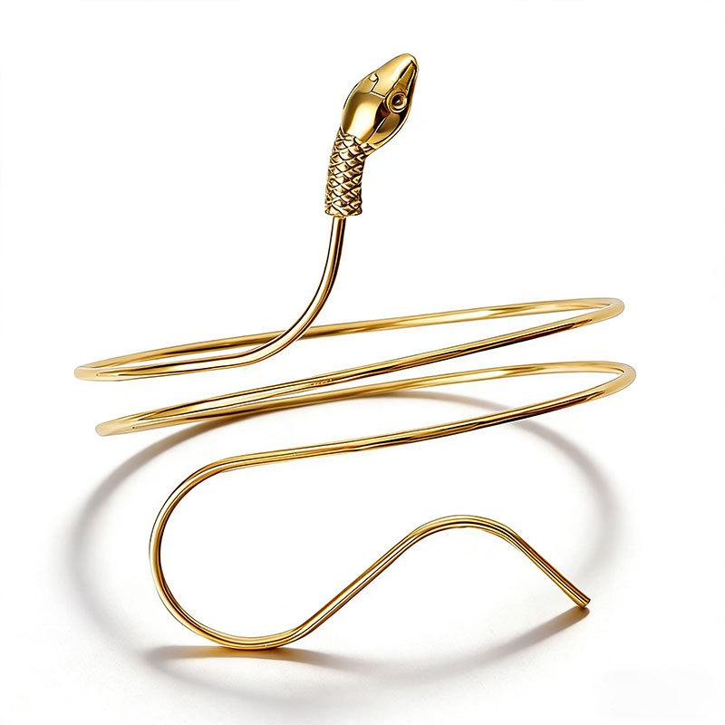 Retro European Twisted Metal Snake Cuff Bracelet for Women