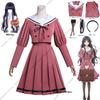 Anime School Girl Cosplay Costume Full Set With Wig, Pink Sailor Collar Uniform Dress for Halloween Comic‑Con